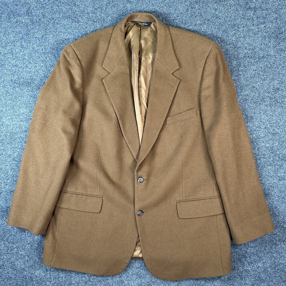 Brooks Brothers Two Button Blazer Coat 100% Camel Hair Tan Men's Size 45R USA
